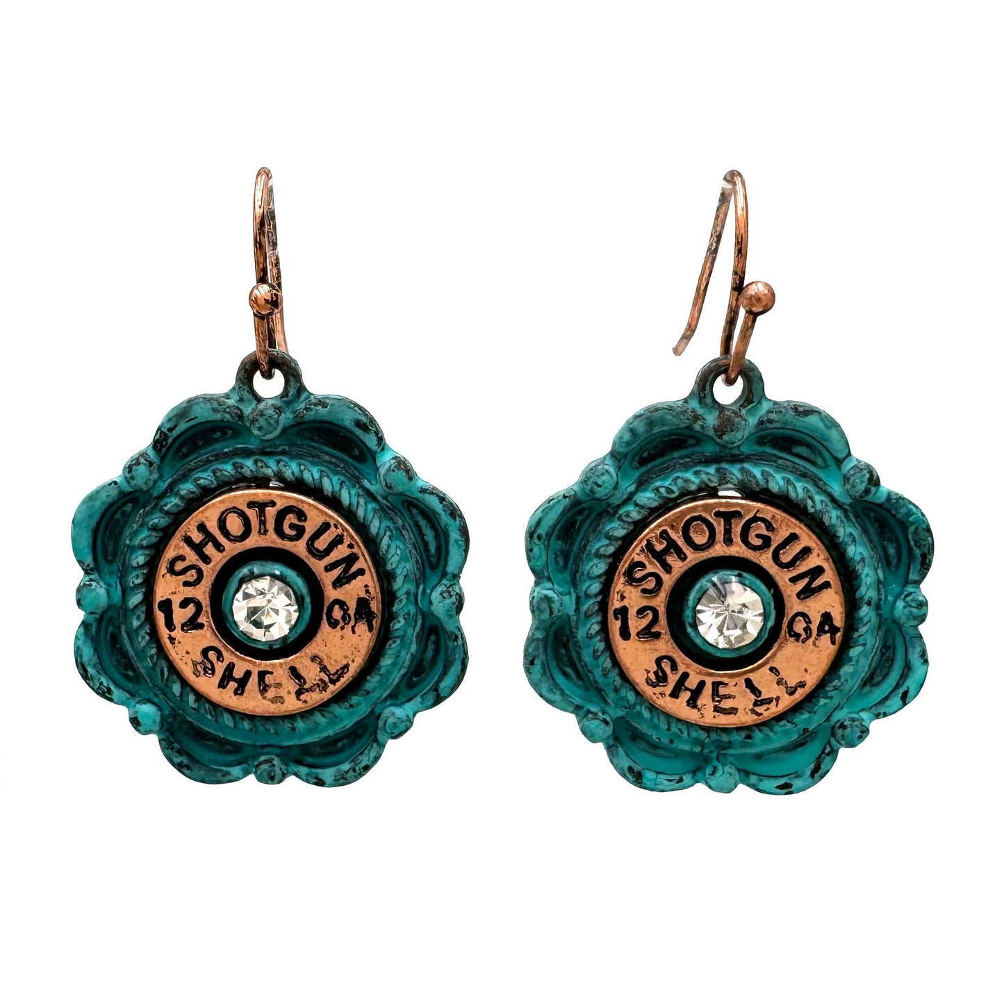 Shotgun Bullet Shell Flower Western Dangle Earrings