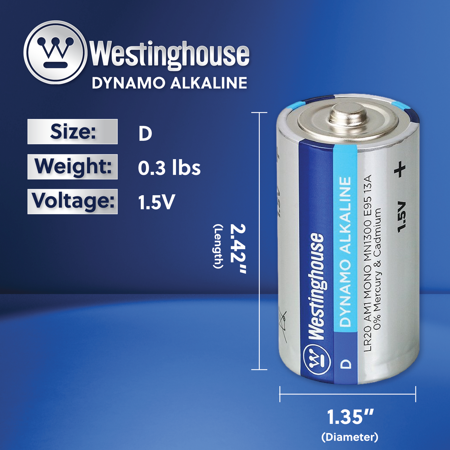 Westinghouse D Dynamo Alkaline Batteries