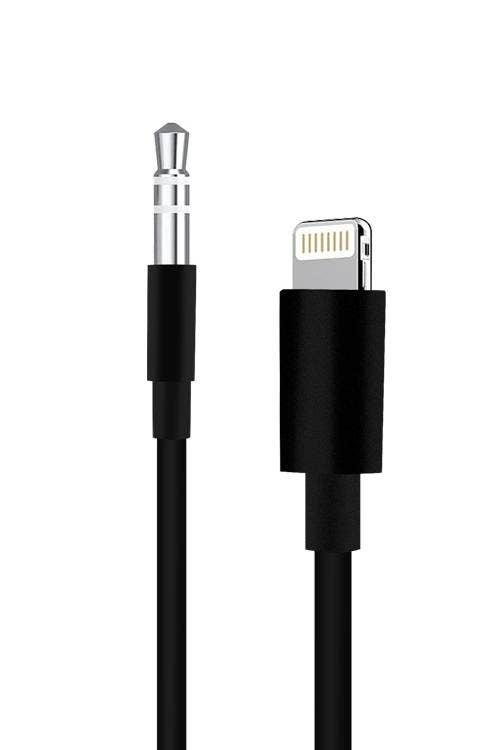 Iph To Male Auxiliary Cable JBC025B black and white 6ft