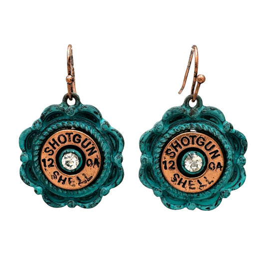 Shotgun Bullet Shell Flower Western Dangle Earrings