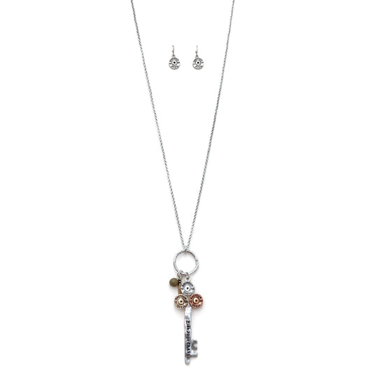 Hide Your Crazy Key Bullet Shell Long Chain Necklace
