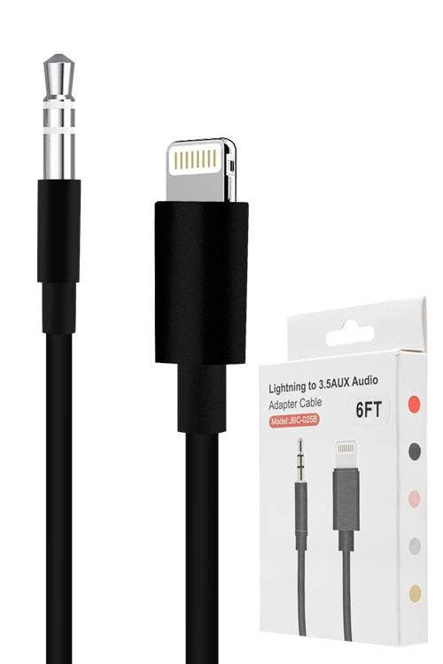 Iph To Male Auxiliary Cable JBC025B black and white 6ft