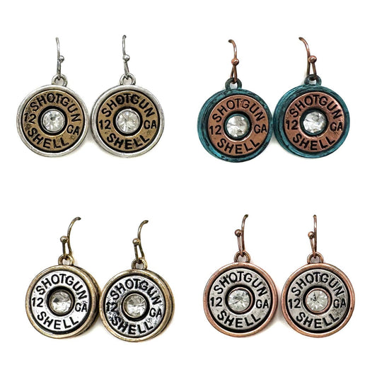 Classic Rhinestone Shotgun Shell Dangle Hook Earrings