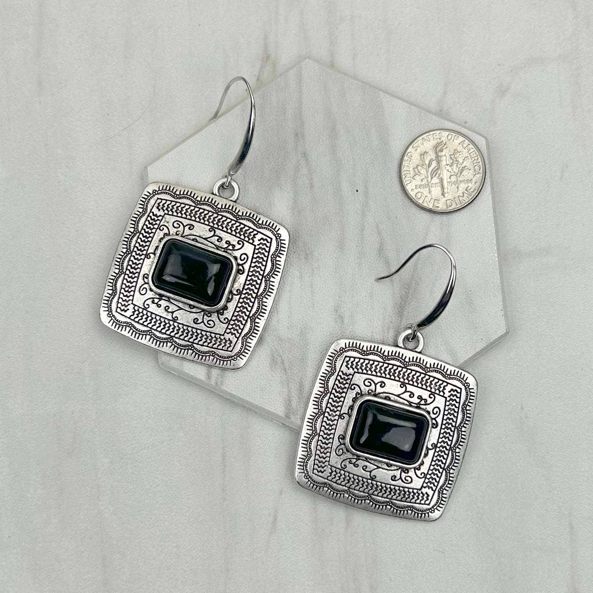 ER231205-01-BLUE                     Silver metal with blue turquoise stone beads Earrings