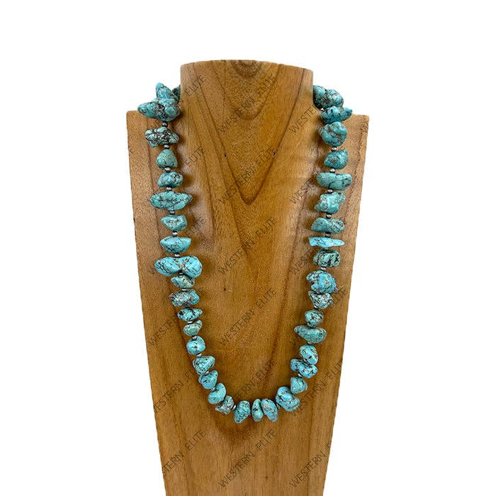 21'' Blue Turquoise Nuggets Stone Necklace